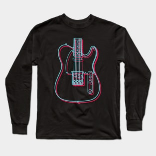 3D T-Style Electric Guitar Body Outline Long Sleeve T-Shirt